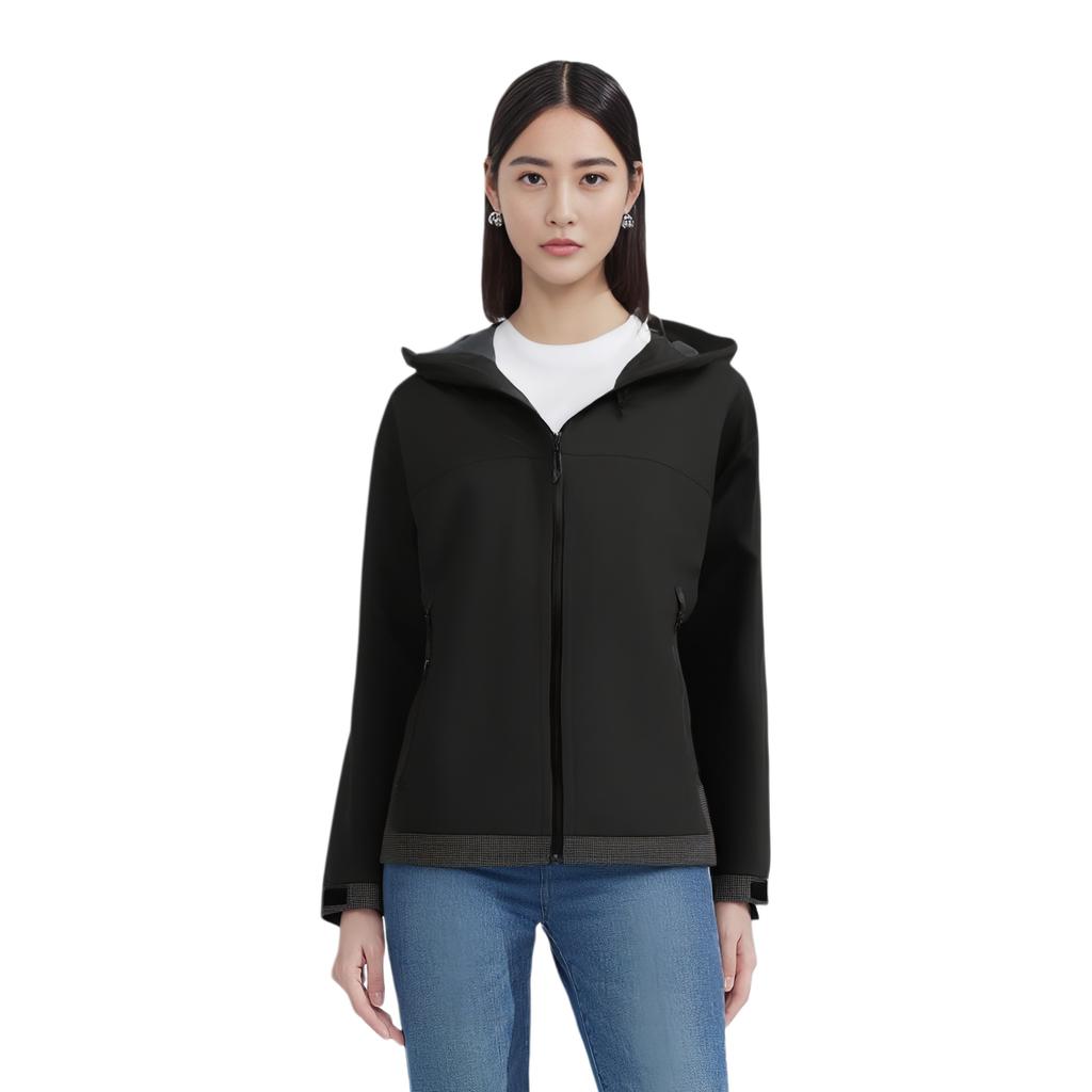 Skechers Outdoor Sports Fashion Simple Loose Hooded Hiking Jacket Women Jacket Carbon-Black P125W001-0018