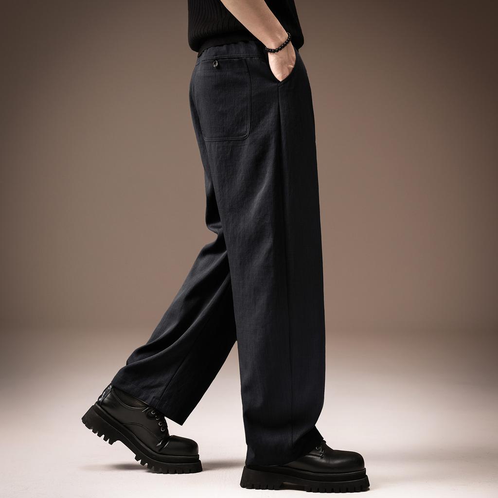 High-end Italian Old Money Style Business Straight Suit Pants Men's Summer Thin Loose Wide-leg Casual Trousers