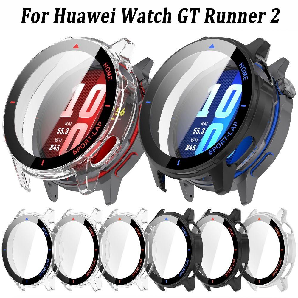 PC+Tempered Protective Case Anti-Scratch Shockproof Screen Protector Full Coverage Cover Shell for Huawei Watch GT Runner 2