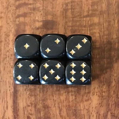 6Pcsdlot D6 Dice Six Sided Black With Star Dot For Funny Party Club Pub Board Rpg Playing Game 12Mm Accessory