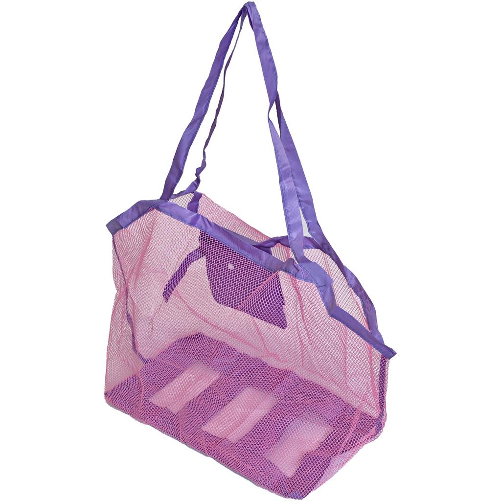 1pc Multicolor Large Mesh Beach Bag, Sand-Away Portable Tote With Convenient Hanging Hole, Breathable  Foldable Storage For Toys