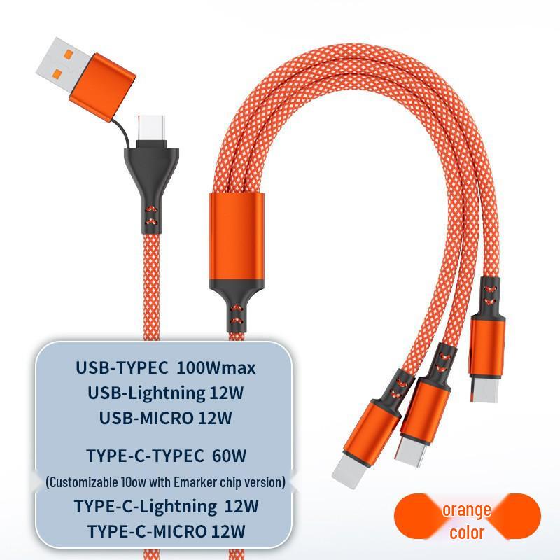 Geflochtenes 3-in-1-Ladekabel für Apple, Typ-C & Huawei mit Laserlogo