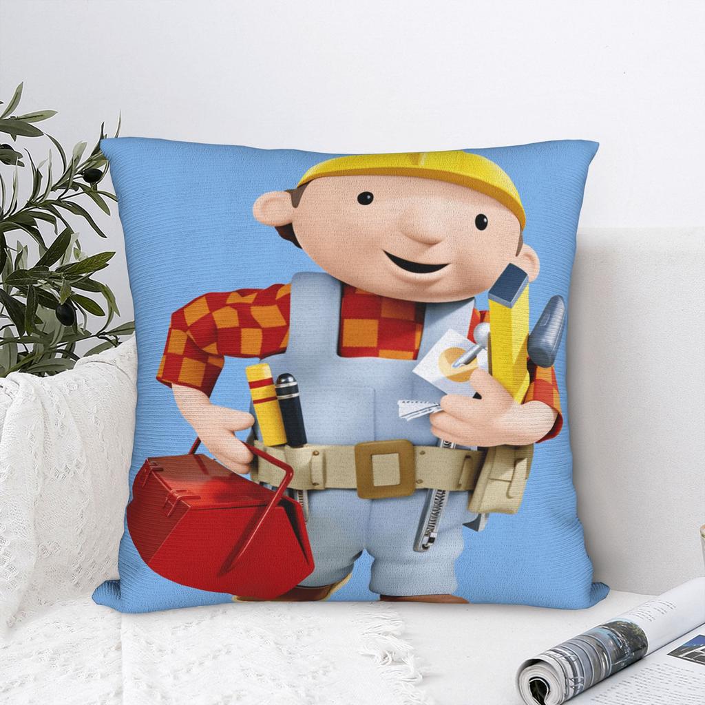 Pillow Case Cartoon B-Bob B-Builder Square Pillow Cover For Sofa Bedroom Home Decor Funny Pillowcases
