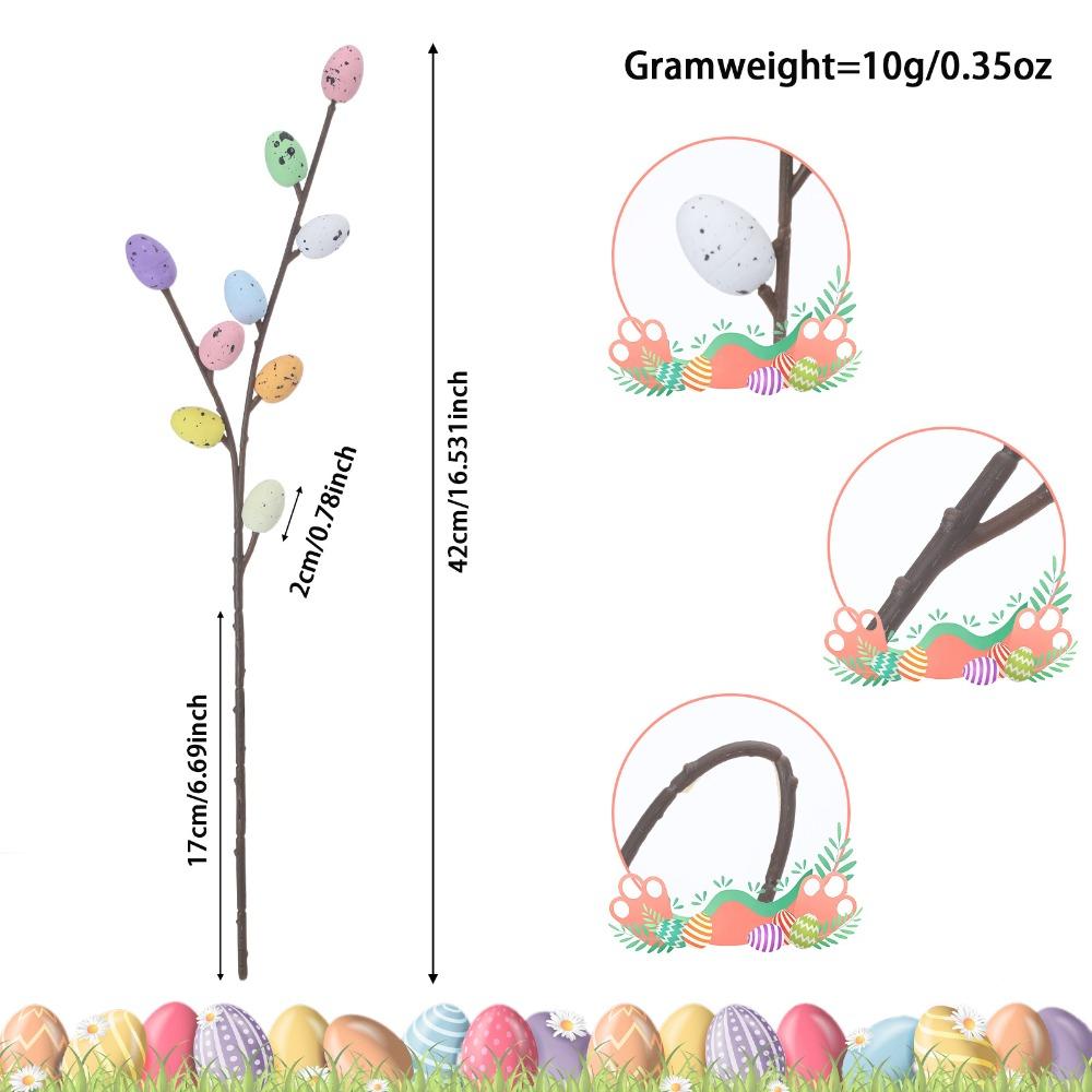 35CM Length Easter Egg Branch Artificial Egg Design Artificial Branch Branch Shape Fake Bouquets Vase Ornament Home Decor