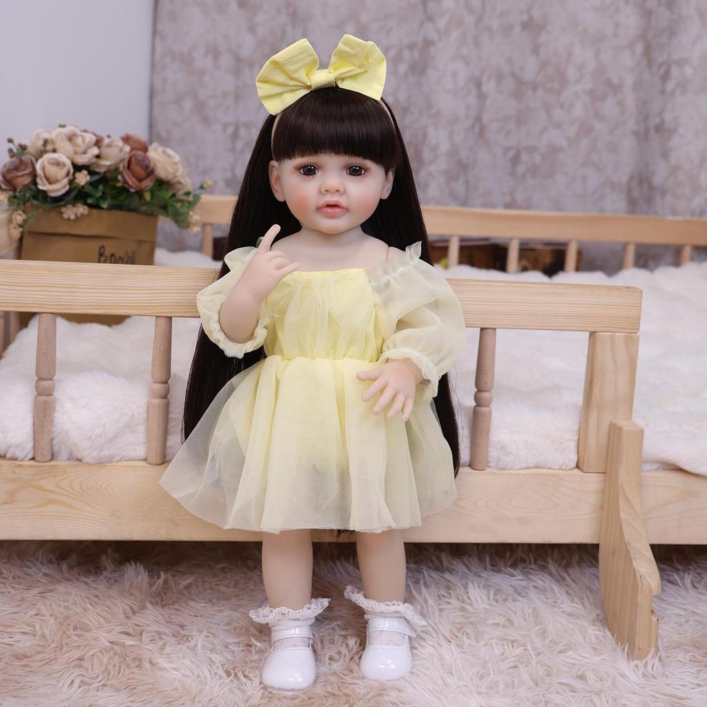 KEIUMI Bambola Bambina Reborn da 55cm Full Silicone Vinile Bagnetto Bambola Neonato giocattolo Regali di Natale Compagno di Gioco Educativo Precoce