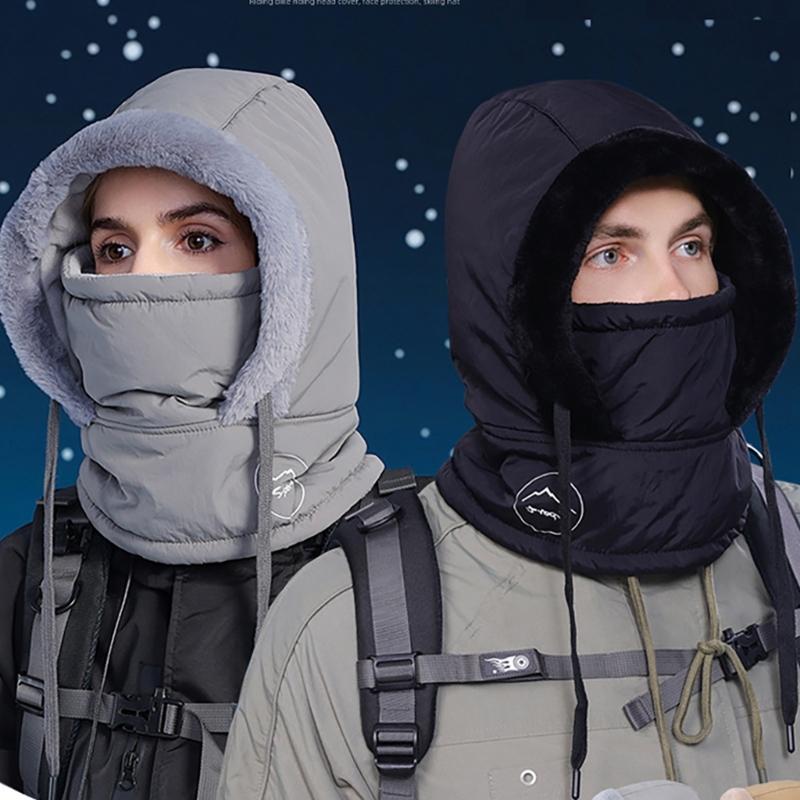 Winter Headwear Polyester Warm Hat Scarf and Mask Combo for Biking Skiing And Outdoor Sports Warm Ushanka