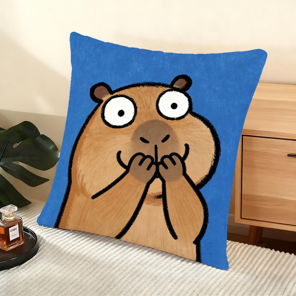 Capybara Cushion Cover Soft Short Plush Pillow Cover Smooth Cozy Texture Aesthetic Cushion Case Home Decor