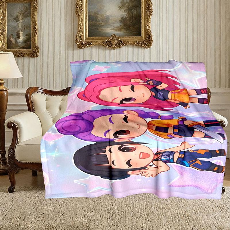 Kpop Demon Hunters Pattern Blanket, Cozy Blanket for All-Season Comfort on Sofas, Beds, Office, Car, Camping and Travel