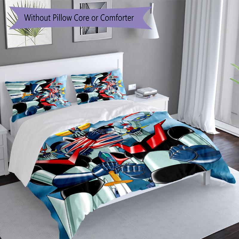 3pcs UFO Robo Grendizer2 pattern bedding set duvet cover set includes duvet cover &pillowcases, perfect all season bedroom decoration & gift