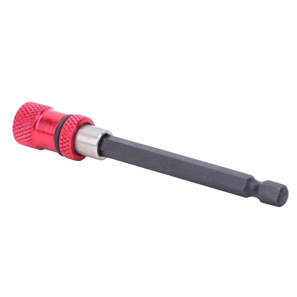 Red Stainless Steel Screwdriver Bit Holder 1Celsius4-Inch Quick Release Magnetic Extension Rod