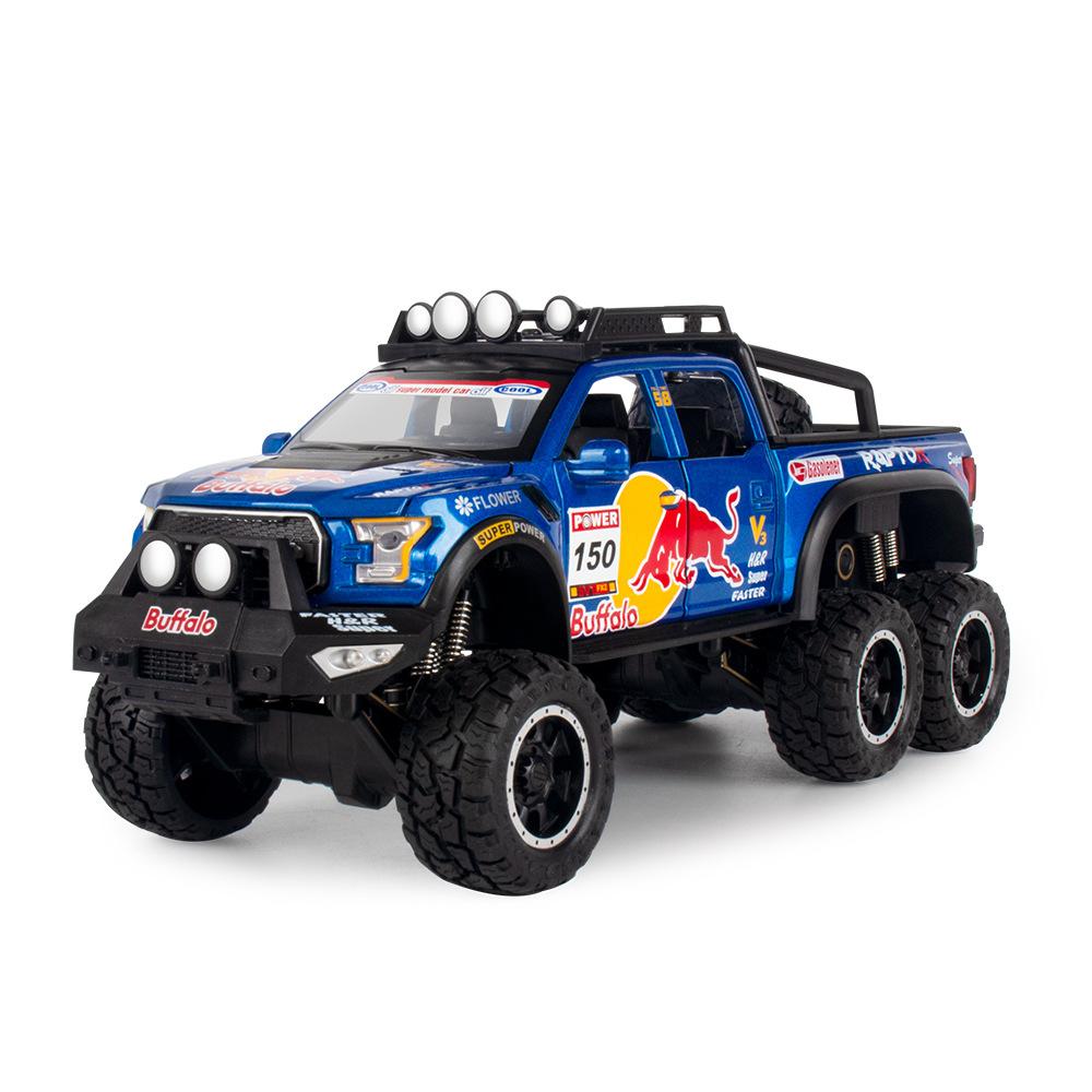 1/28 Ölçekli Ford Raptor F150 pres döküm model araç Oyuncak, Geri Çekin Oyuncak Araç Ses ve Işık ile Çocuklar için Yürümeye Başlayan Erkek Kız Hediye Koleksiyonu