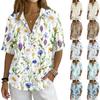 Women's Vintage Floral Print Short Sleeve Shirt Loose Fit Button Down Lapel Collar Casual Blouse Lightweight Breathable Fabric