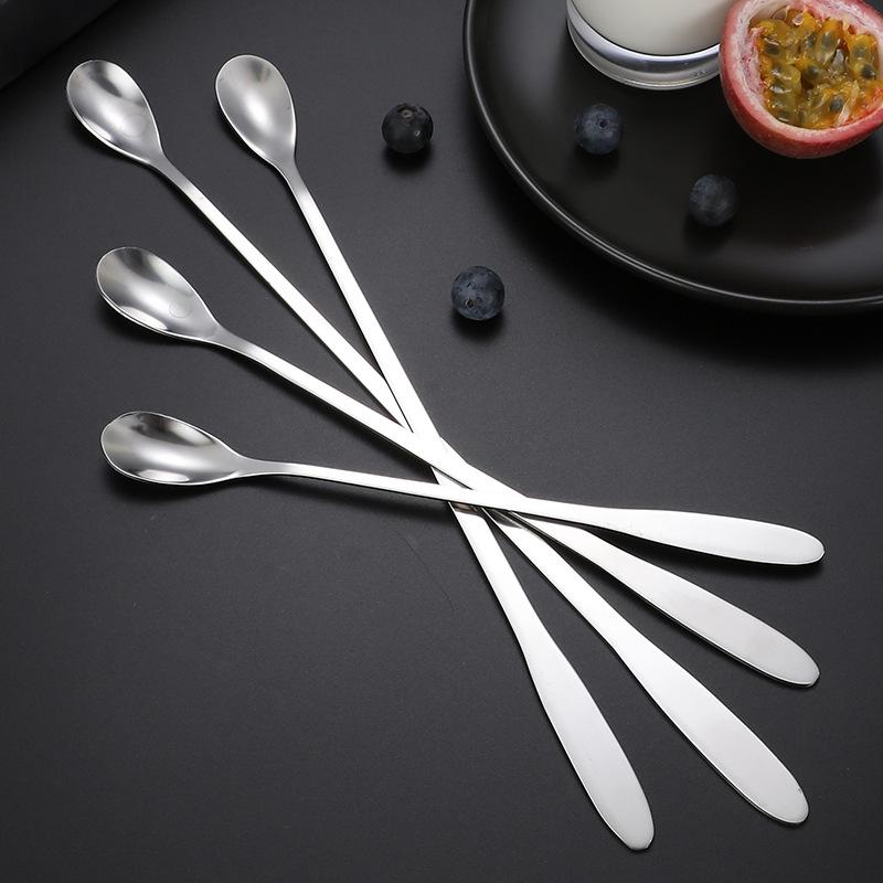 Island Wonder Stainless Steel Ice Cream & Coffee Stirring Spoon, Korean Style Long Handle