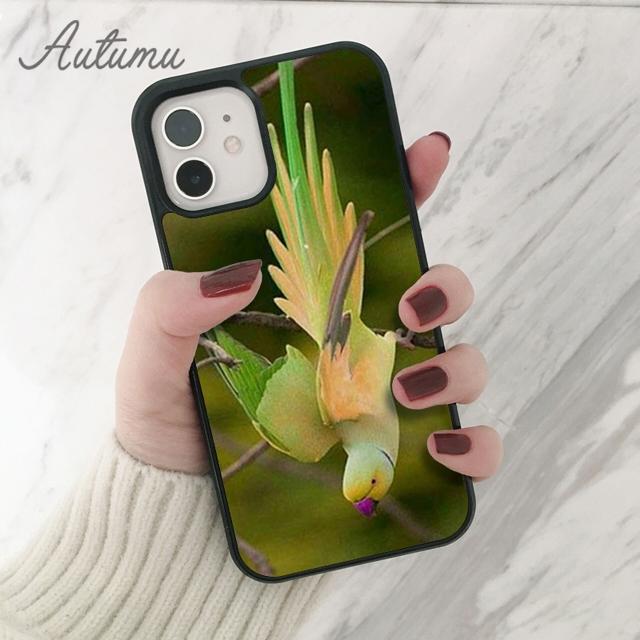 Rainbow Flower Bird Ringneck Parrot Phone Case for iPhone 11 12 13 14 Pro Max mini XR XS SE 2020 7 8 Plus Samsung S21 S22 Cover