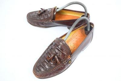 Botas Camel Loafer Borla Couro Trançado 24.5-25.0/6.5 Marrom Escuro Intrecciato Sapatos Sociais(USADO)