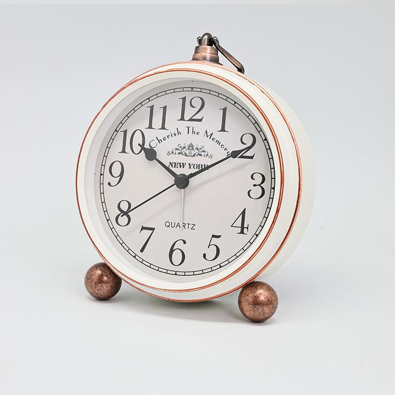 European Vintage Iron Art Alarm Clock American Creative Electronic Clock Household Simple Nightlight Student Personalized Silent