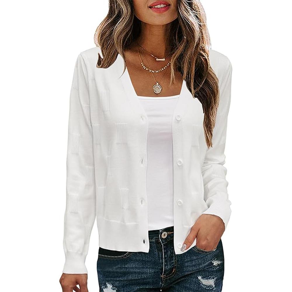 Women's Soft Cropped Cardigan Casual Lightweight Shrug Sweater Tops