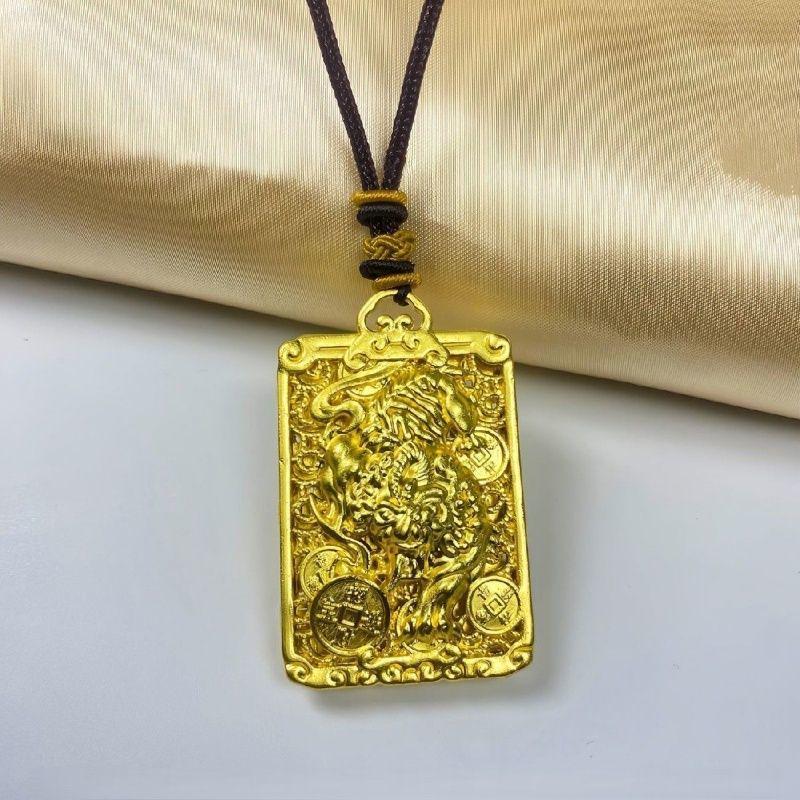 Gold Pixiu Coin Pendant for Men - Wealth & Luck Guardian Necklace