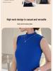 Women's Sleeveless Semi-High Neck Slim Cotton Vest - Solid Color Summer Top