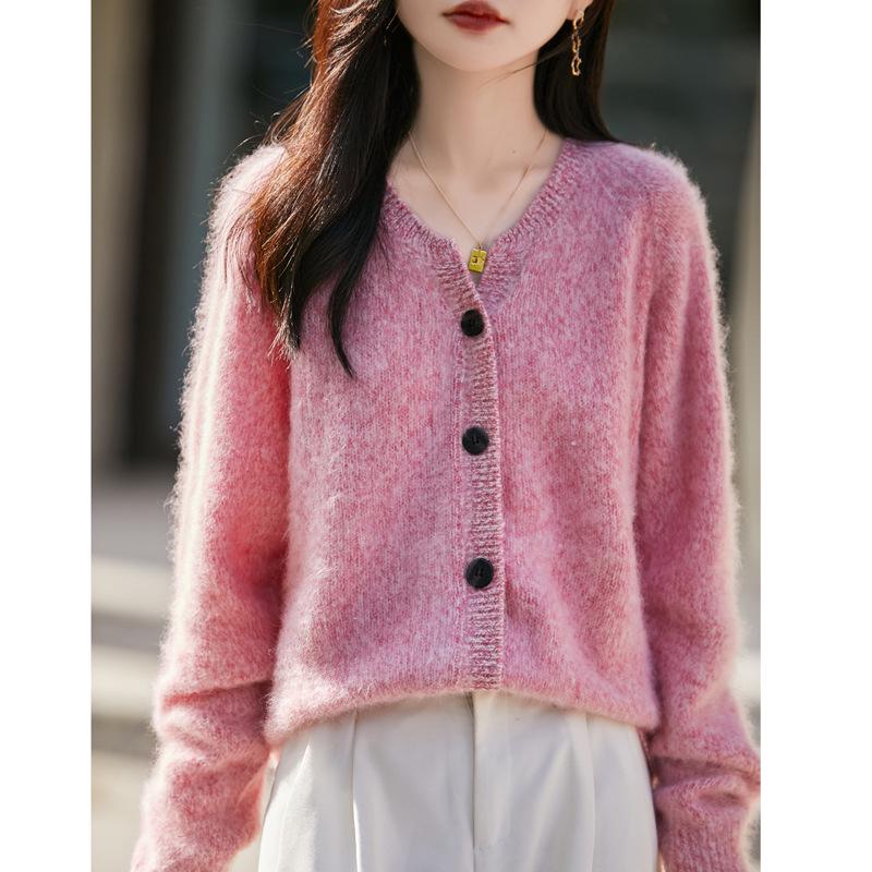 Women’s French Style Floral Wool Knit Cardigan - Cozy Autumn/Winter Fashion 2025
