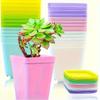 21 Set Vibrant Seedling Containers Colorful Square Plastic Flower Pots for Growing Succulent Plants with Trays Room Garden Decor