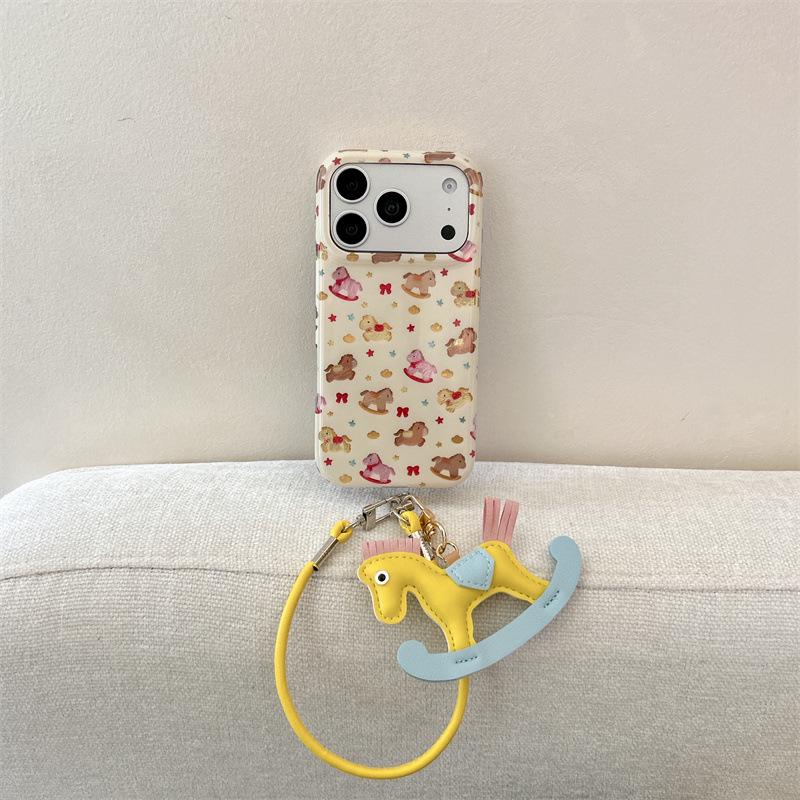 Colorful Star Wooden Horse Case for iPhone 17/16 Pro Max/15/14 - New Model for Women