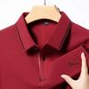 New Men'S Business Casual Long Sleeved Shirt With Badge Solid Color Polo Shirt Fashionable Breathable Comfortable Versatile Top