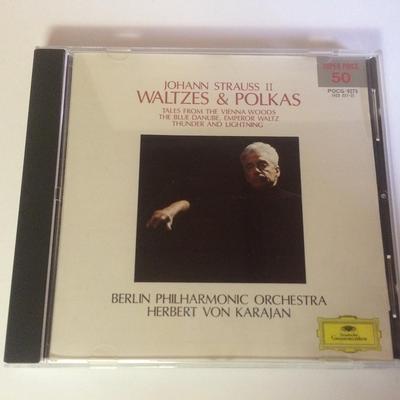 CD J. STRAUSS II HERBERT VON KARAJAN  J. Strauss II Valser och Polkor  POCG9275  Japan ObiKlassisk Begagnad