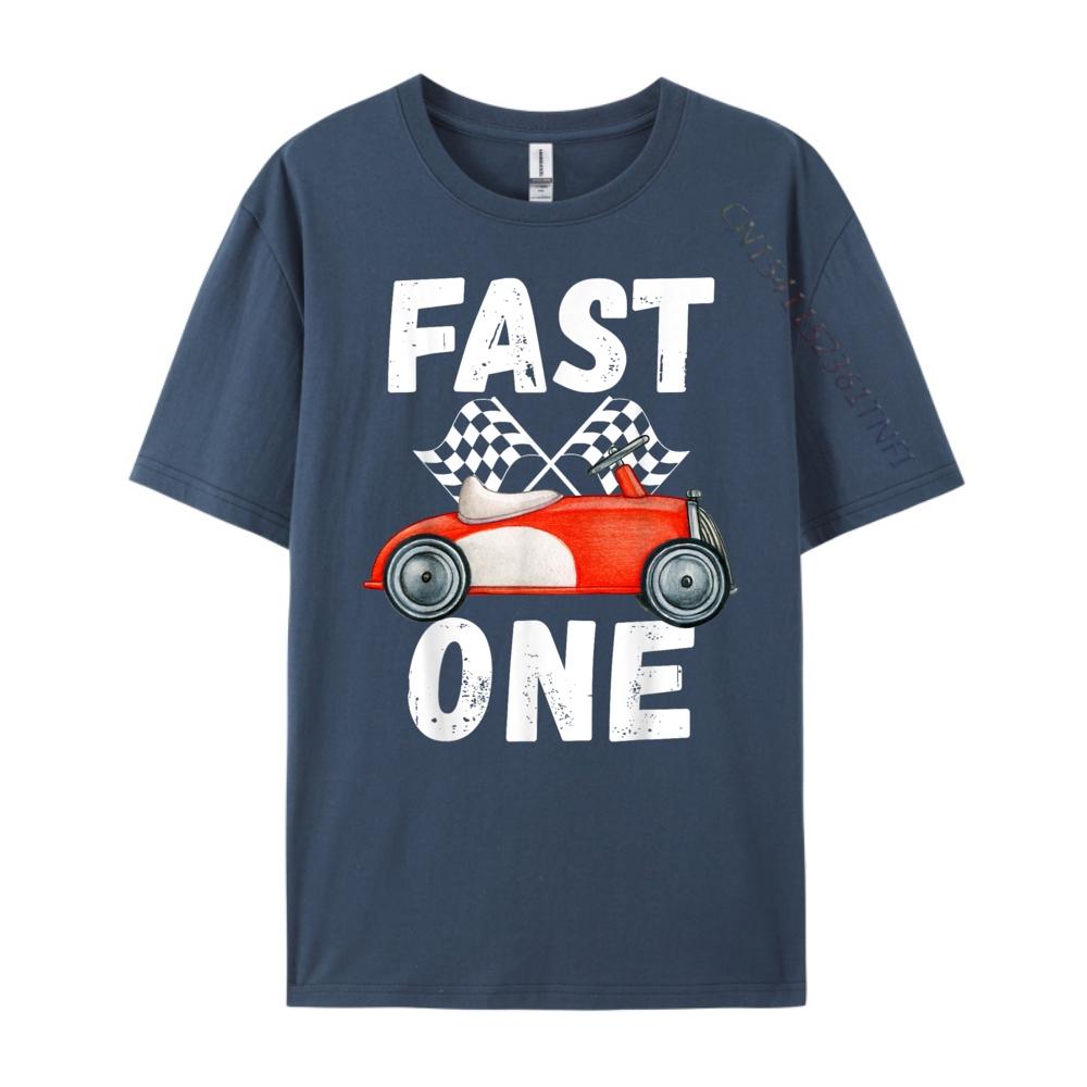 One Year Race Car 1st Birthday Fast One This Little Racer Mens Clothing 2025 Cheap Big Size Tee Shirt