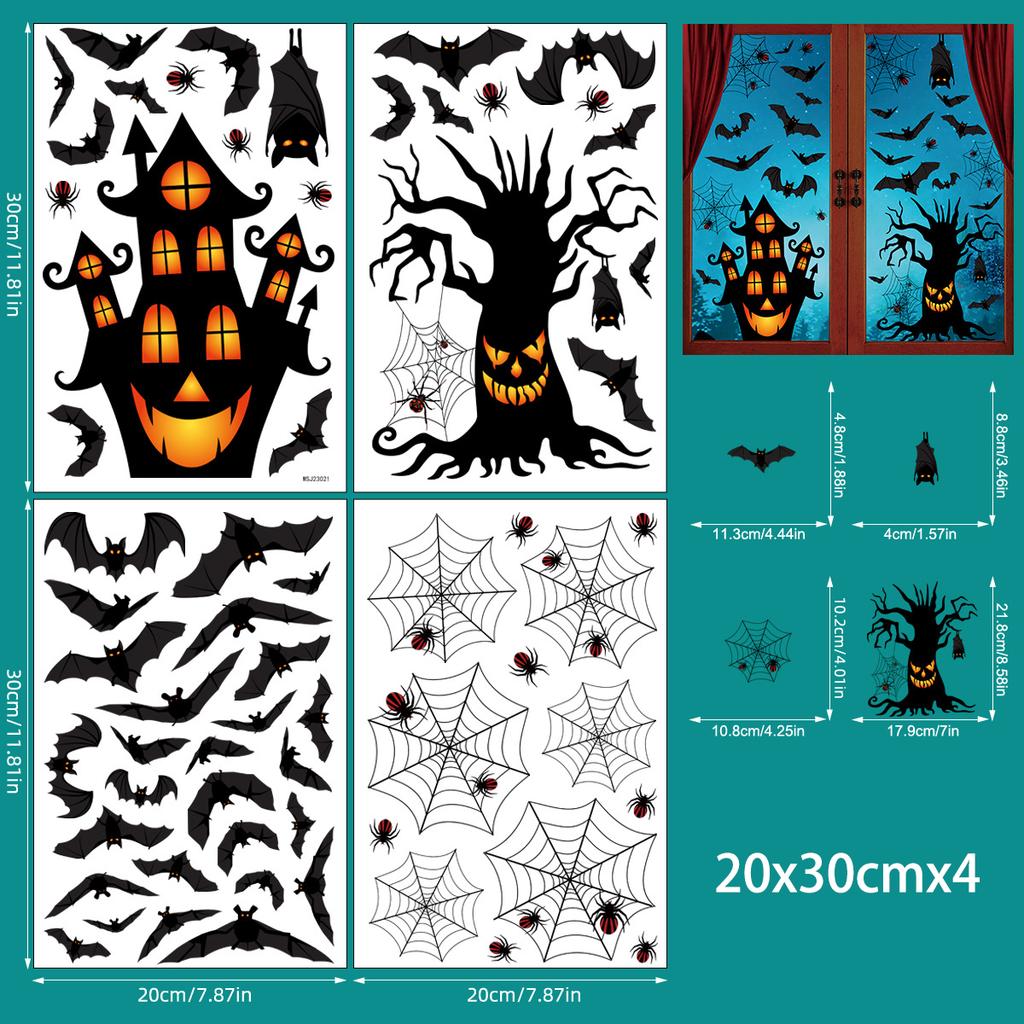 Adesivi per Finestre di Halloween Decorazioni Spaventose Casa Stregata Pipistrello Ragnatela Articoli per Feste Decorazione in Vetro per le Vacanze Joom