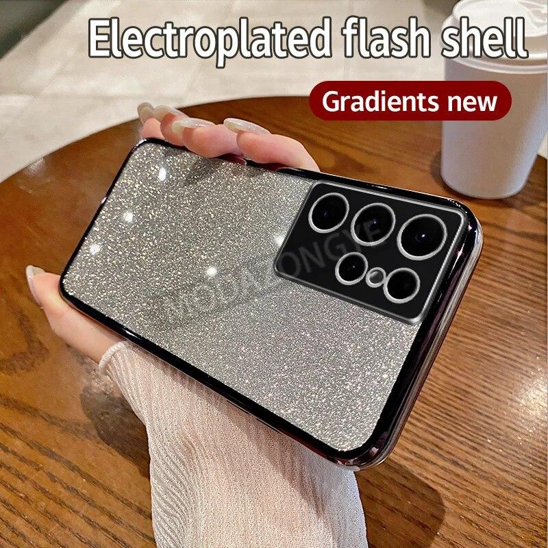 For Samsung Galaxy S22 Ultra Case Electroplating Soft Glitter TPU Back Cover Samsung GalaxyS22 Ultra Phone Casing For Girl Woman