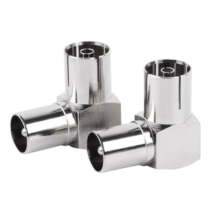 2x 90 Degree TV Aerial Antenna Plug Connector Right Angle Adapter Plug To Socket Coaxial Cable RF Coaxial Female to Male