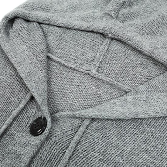 Einfarbiger, langärmliger einreihiger Pullover mit Kapuze für Damen im Herbst und Winter mit Kordelzug