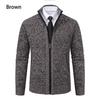 Men's Autumn/Winter Stand-Up Collar Zipper Cardigan Jacket with Velvet Knit