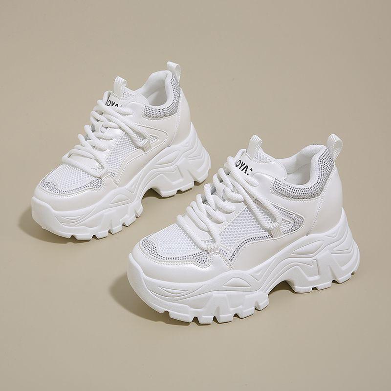 Fashion 2025 Autumn New Mesh Breathable Dad Women's Thick-soled Heightening Sneakers Womens Fashion Versatile Vulcanized Shoes Women