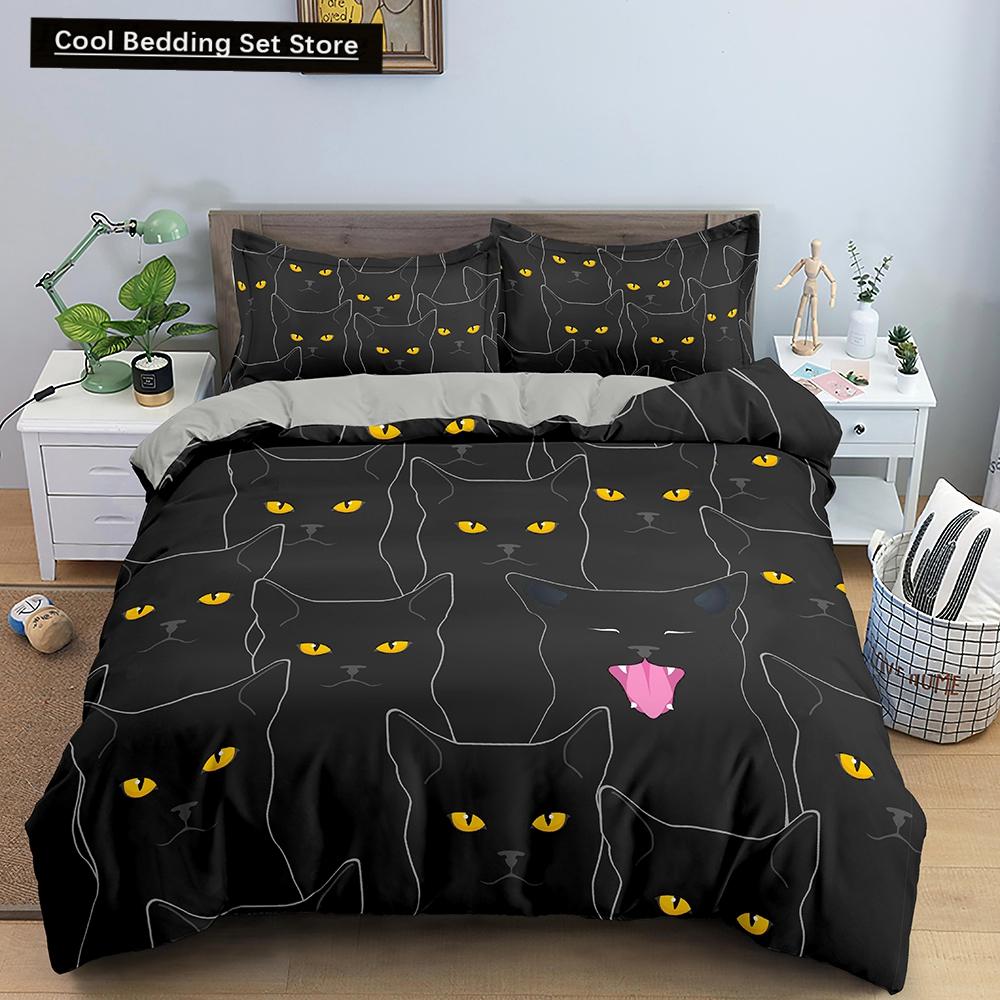 Comforter Cartoon Cat King Queen Colorful Lovely Animal Bedding Set Kids Pet Kitty Soft Polyester Comforter