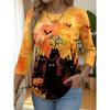 Halloween Women'S Stylish Sleeve Round Neck Patterned Casual T-Shirt