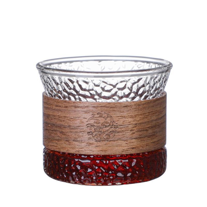 Chinese Style Insulated Glass Cup: Anti-Scald Vertical Stripe Tea, Water, Juice & Coffee Cup for Living Room Use