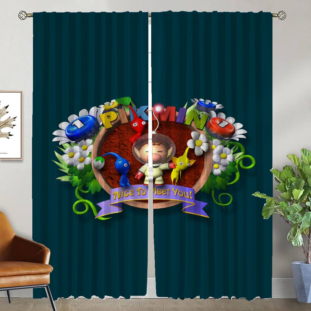 

Partition PIKMIN Curtains for Bedroom Elegant Room Curtains 2 Pieces Blackout Curtain Shades Halloween Decoration Living Kitchen W107xH213cmx2pcs-CL