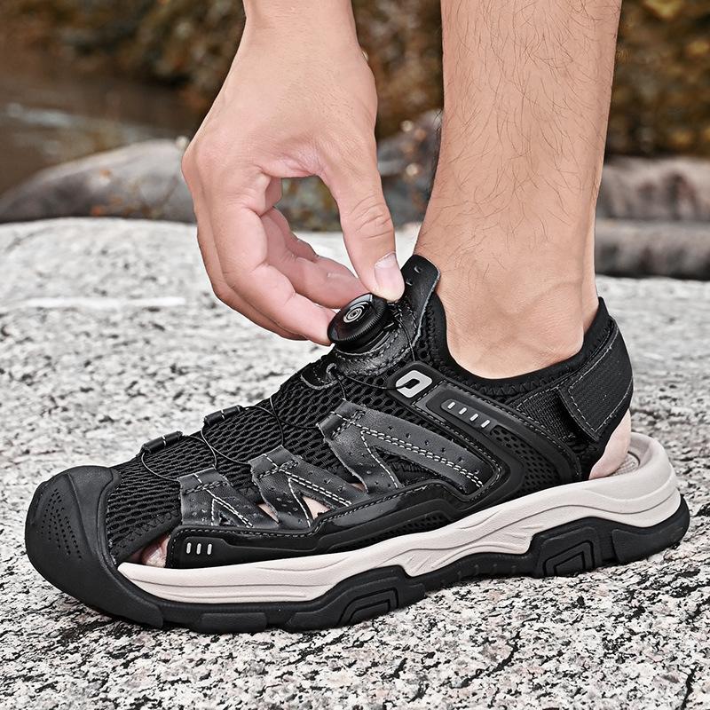 New Summer Men's Sandals Breathable 45 Large Size Bag Head Wear Rotating Girl Buckle Sports Sandals Beach Shoes