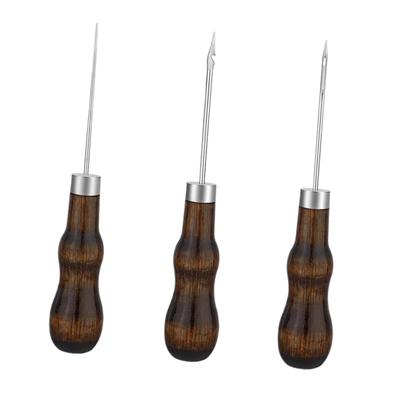 3 Pieces Sewing Awl, Supplies, with Wood Handle, Leather Scratch Awl Tool, Multifunctional for Canvas Bag Repairing DIY Project