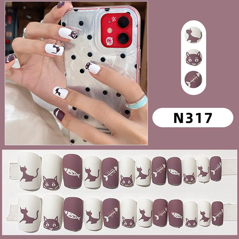 

Очаровательные мультяшные наклейки для ногтей с котенком и монстром – Съемные и готовые к носке