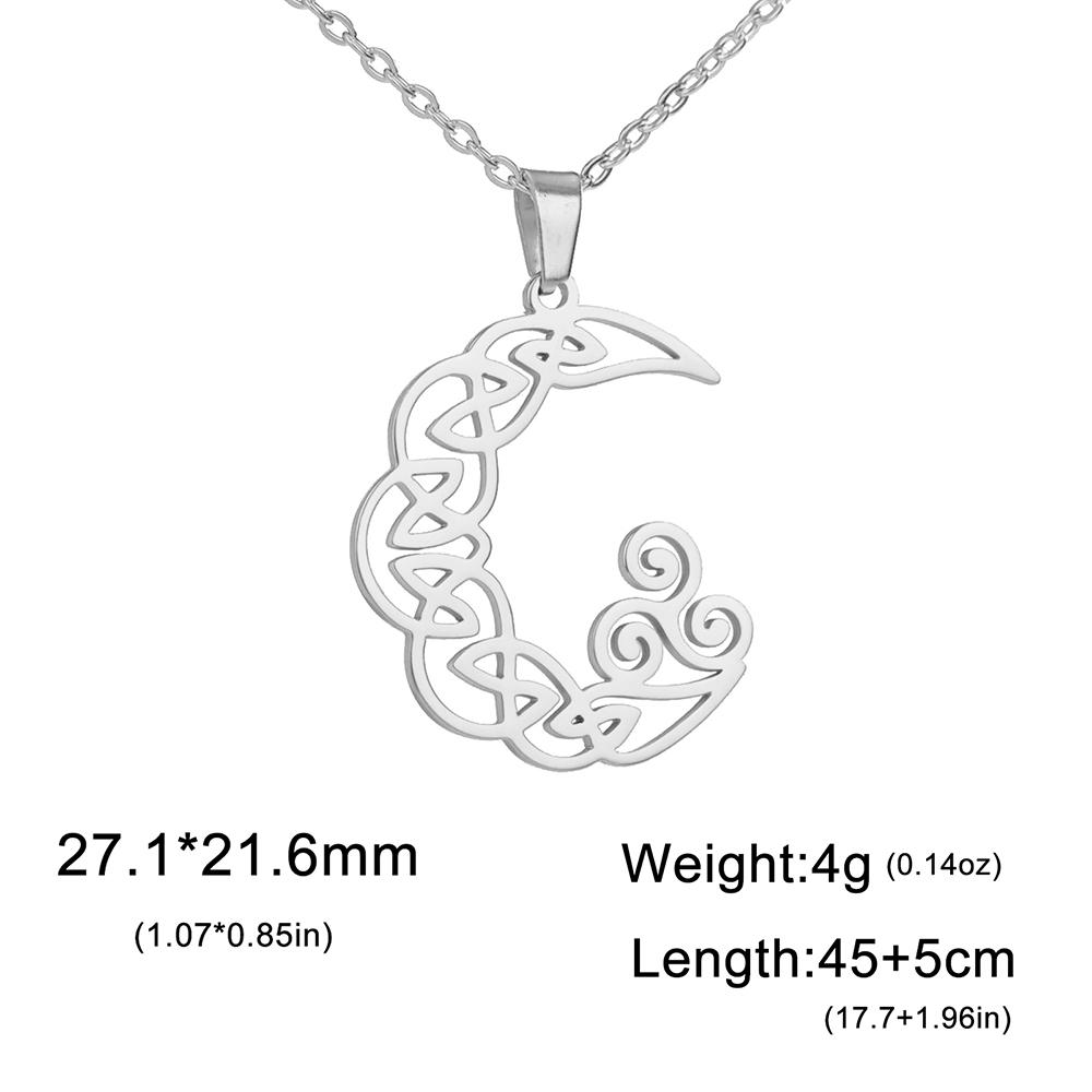 Dawapara Triskele Celtics Symbol Necklace Triskelion Triple Spiral Trinity Knot Crescent Moon Pendant Stainless Steel Jewelry