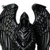 Gothic Angel Decor 3D Printed Sculpture Decoration, Dark Decoration with Detailed Feather Texture, Matte Black Figurine for Home Office Halloween Gift