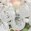 6 Stücke 6cm Weihnachten PVC Glaskugeln Schnee Ball Hängende Verzierung Weihnachtsbaum Dekor