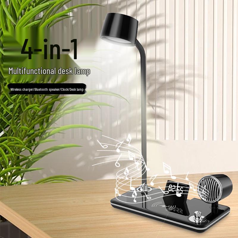 Sayrelances Z10 4-in-1 Desk Lamp with Wireless Charger, Speaker & Clock
