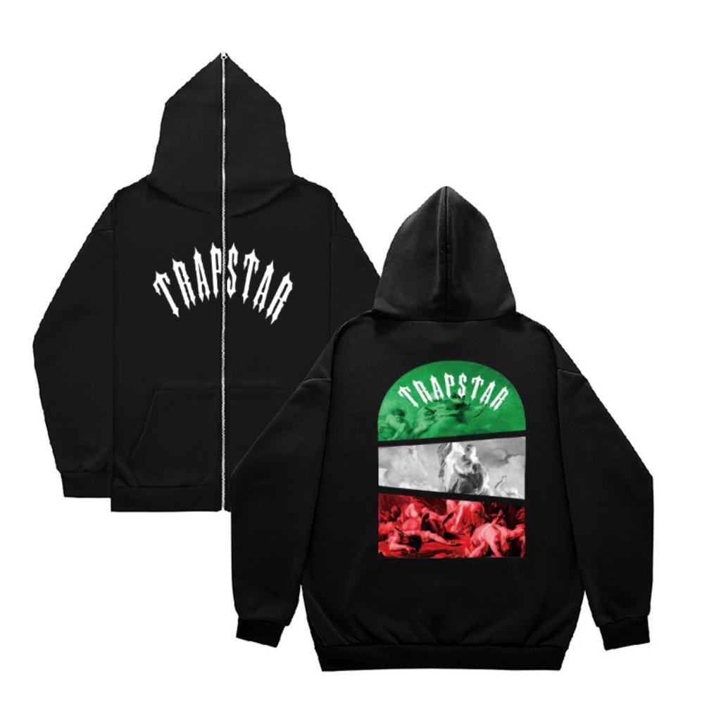 Unisex Hooded Long Sleeve Loose Fit Zip Up Sweatshirt Casual Graphic Cardigan