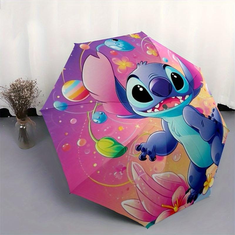 Stitch,Lilo_and_Stitch Automatic Folding Umbrella Simple 8 Rib Design, Bright Cartoon Pattern, Durable Iron Frame, Suitable For Travel, Ou
