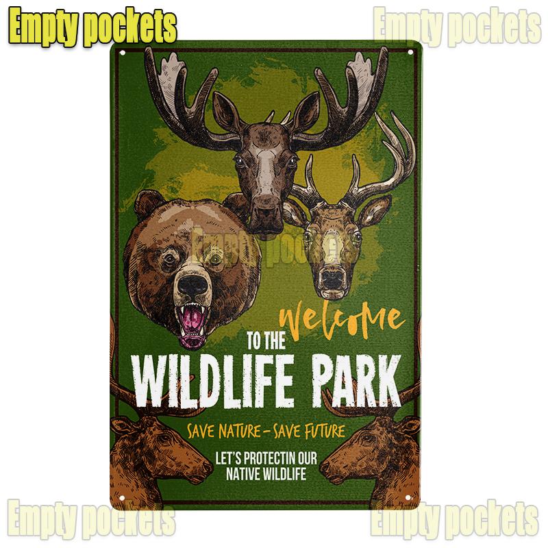 Vintage Metal Plate Kitchen Decoration Tin Sign Retro Decor Deer Garden Decoration Outdoor Forest Animal Posters On the Wall