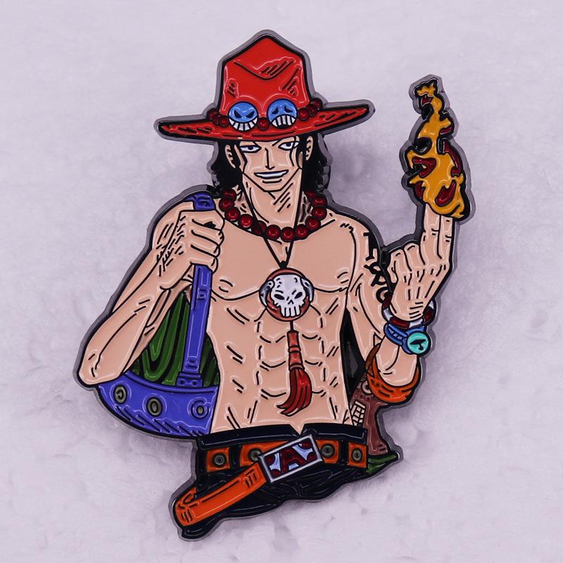 One Piece Ace Fire Fist Brooch - Anime Badge Gift